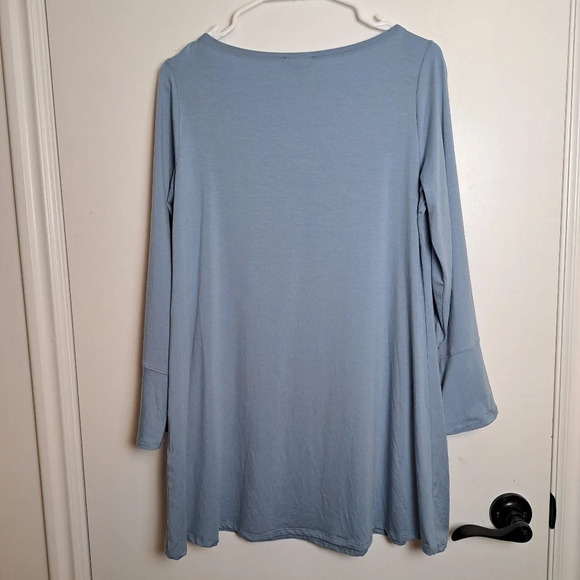 Eileen Fisher Haze Blue Tencel Lyocell Stretch Bell Cuff Tunic Size Small - Picture 5 of 9
